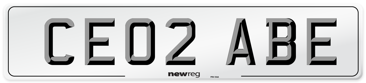 CE02 ABE Number Plate from New Reg